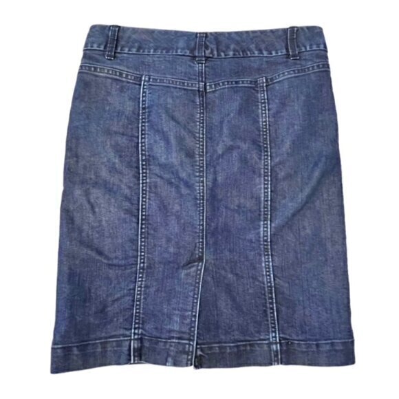 BANANA REPUBLIC Denim Pencil Skirt Dark Blue Stretch Back Slit 90’s Y2K Size 4 - Picture 1 of 8